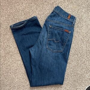 7 For All Mankind Dark Blue Straight Leg Jeans
